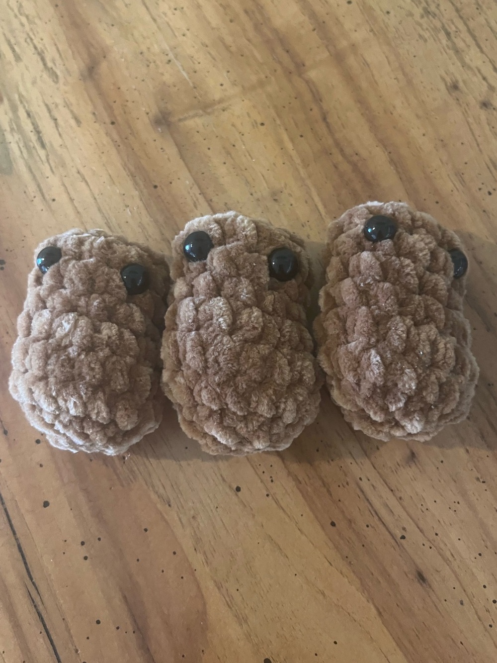 Handmade crocheted chicken nugget